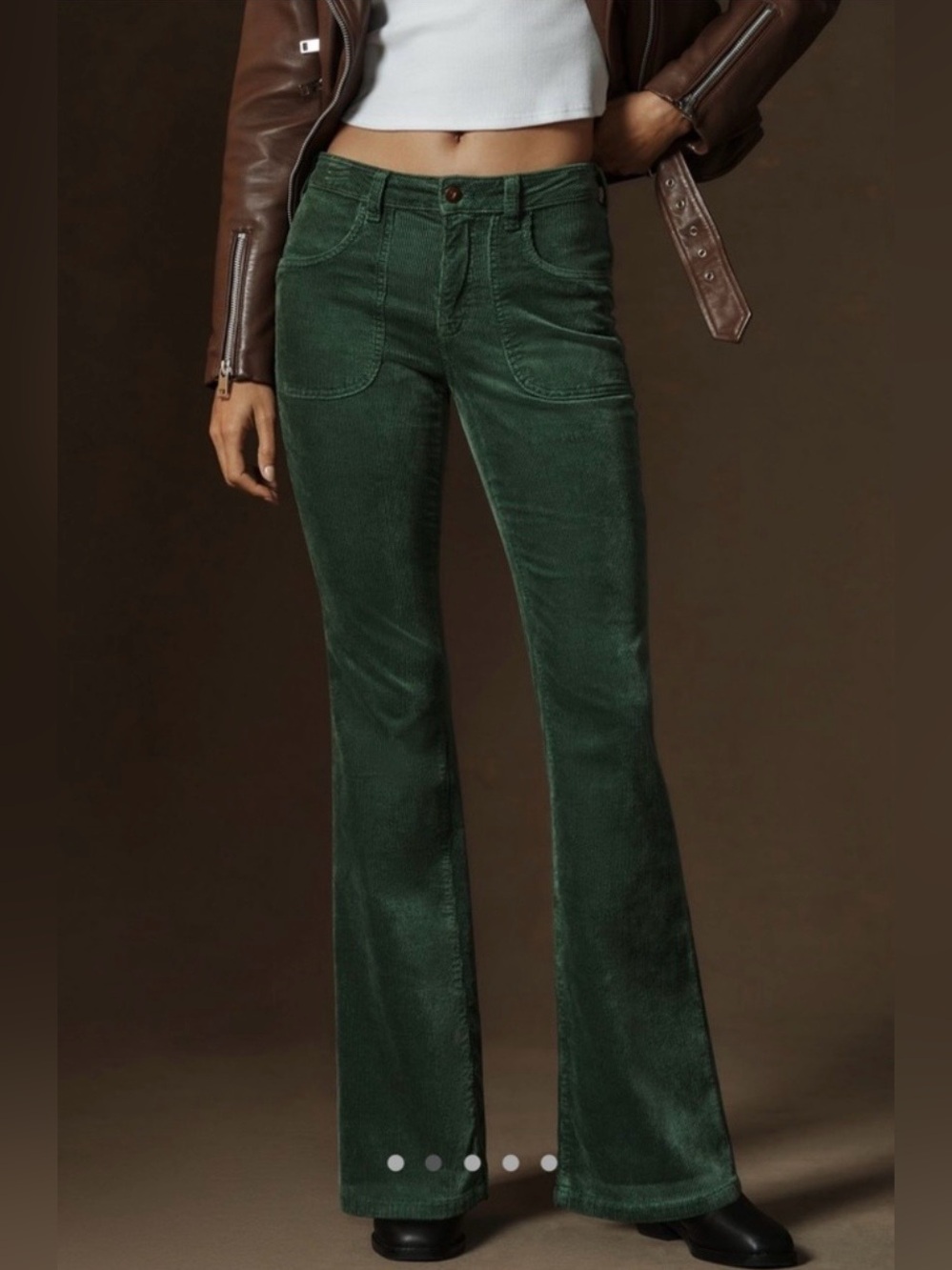 Anthropologie Pilcro The Icon Green Flare Leg Corduroy Pants Size 32